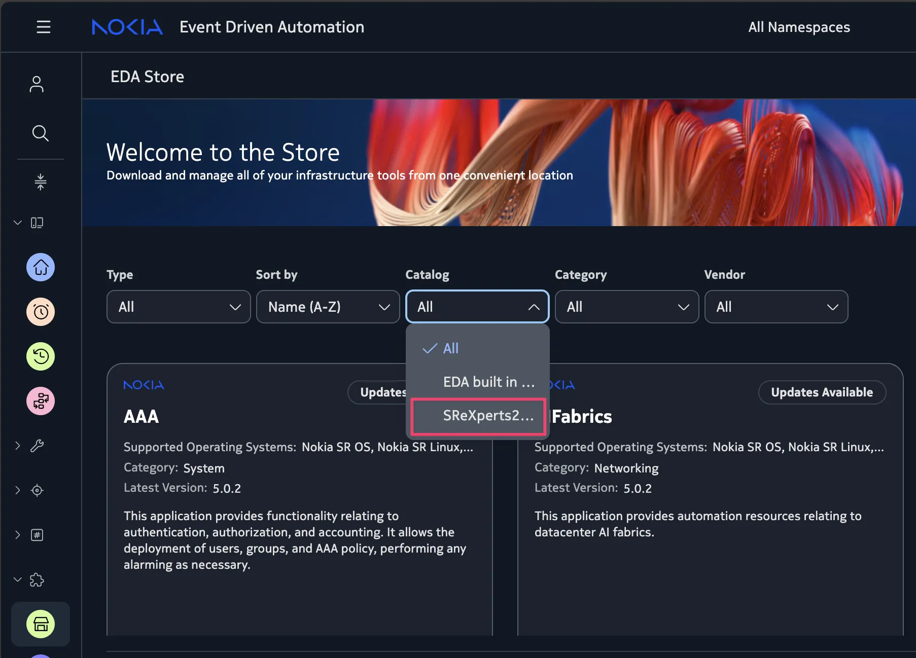 Here the custom Catalog is titled 'SReXperts2026'