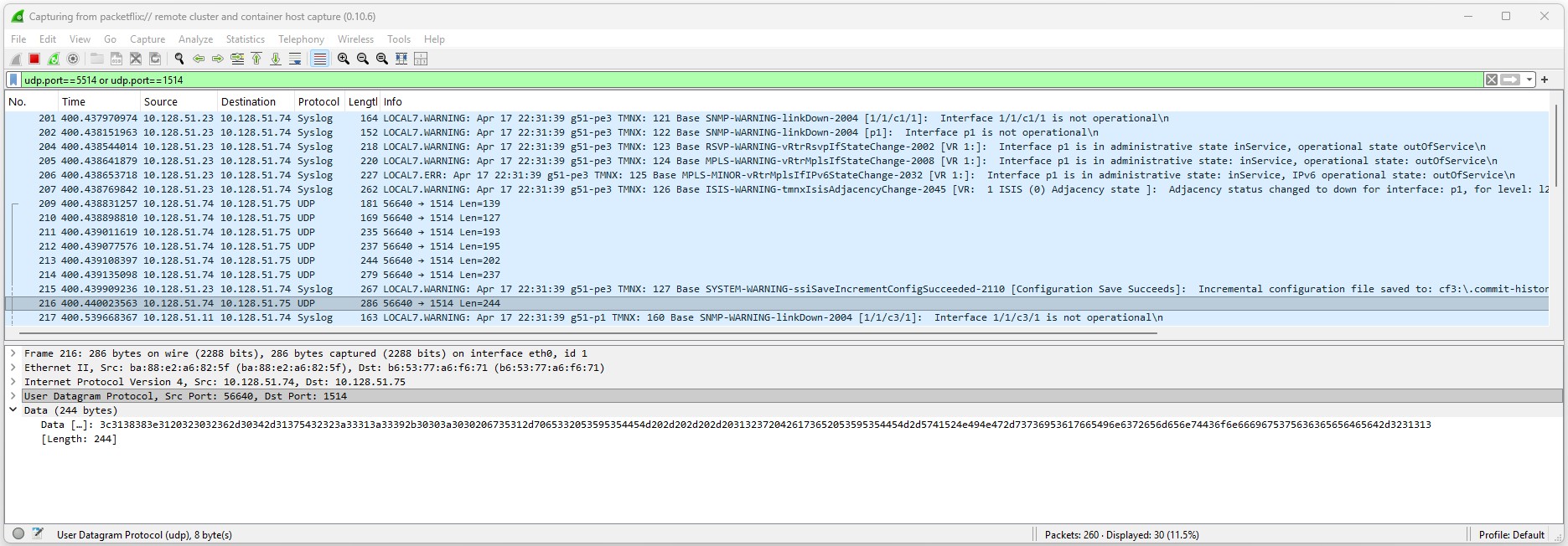 Fig. 3 - Syslog to Promtail capture