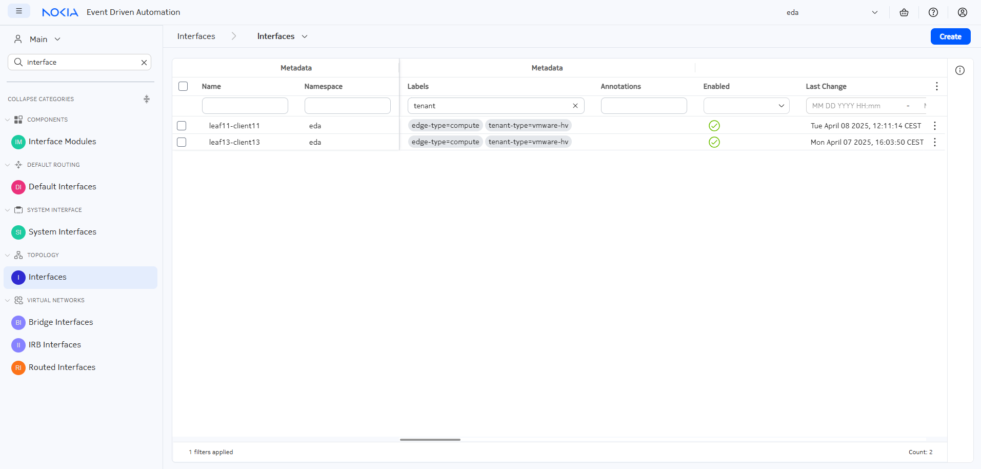 EDA interface labels