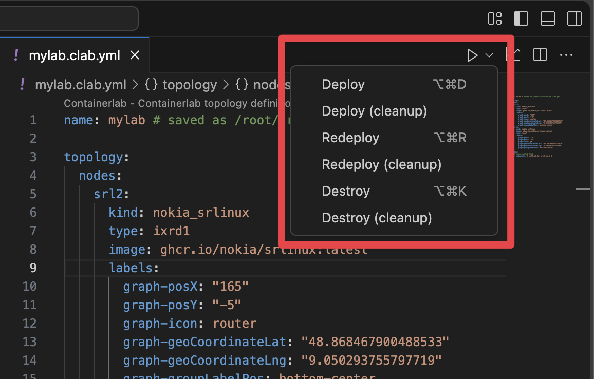 Deploy via YAML editor