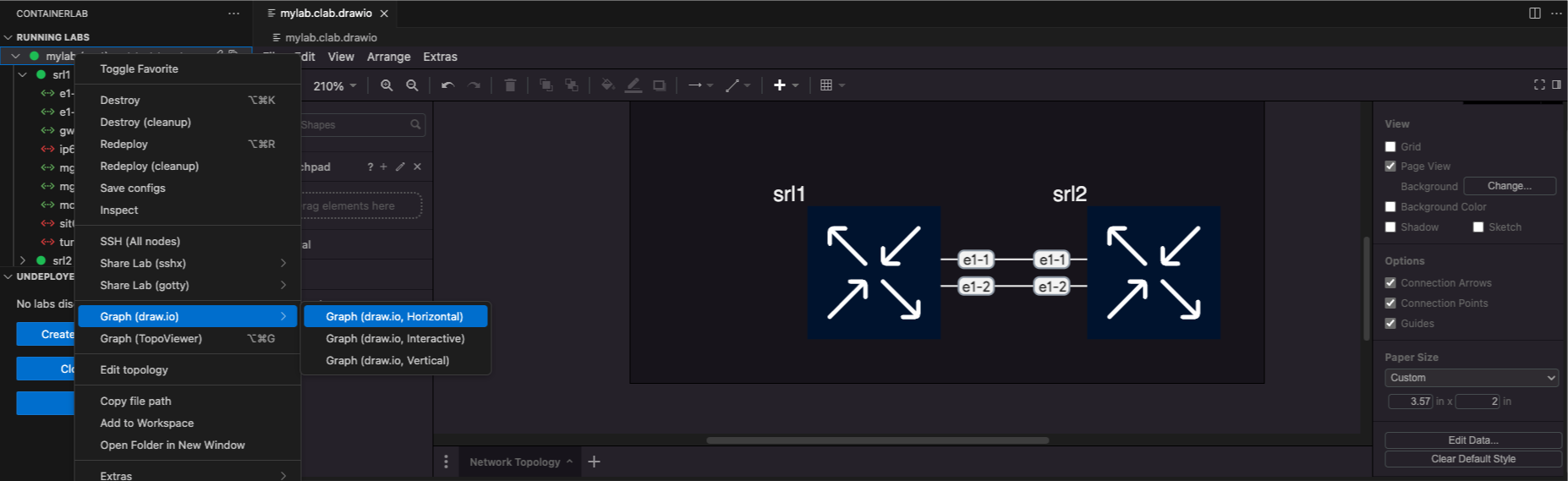 Export graph using draw.io